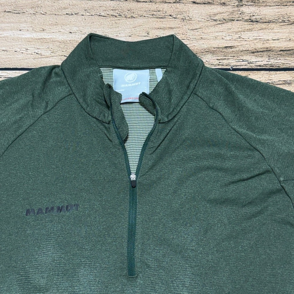 Mammut 1/4 Zip Performance Shirt Mens L Green Aenergy Half T-shirt 1017-01830